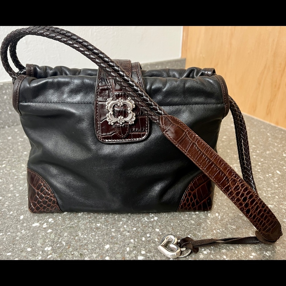 ** SOLD Brighton Alligator Brown and Black Leather Purse